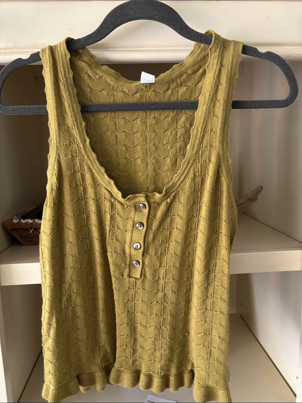 Old Navy Sleeveless Knit Henley Tank - Olive Green